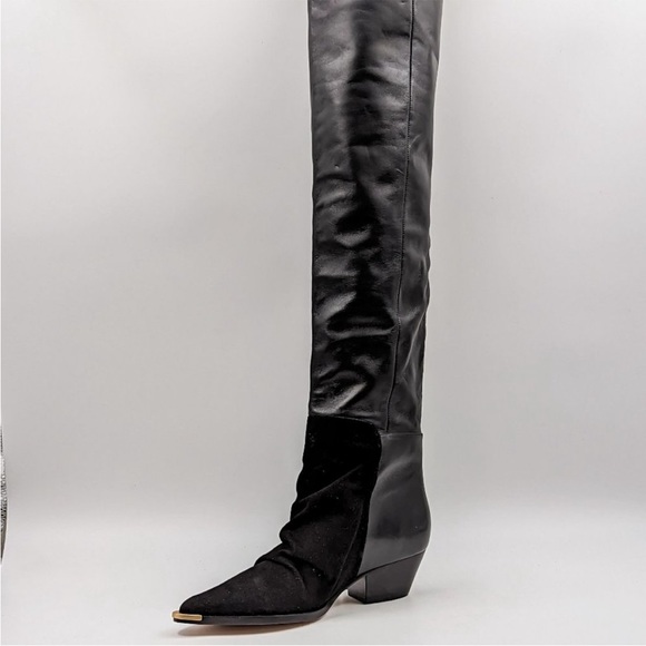 NEW Schutz Leather Tenia Overknee Boots Black 7.5 - Picture 5 of 13
